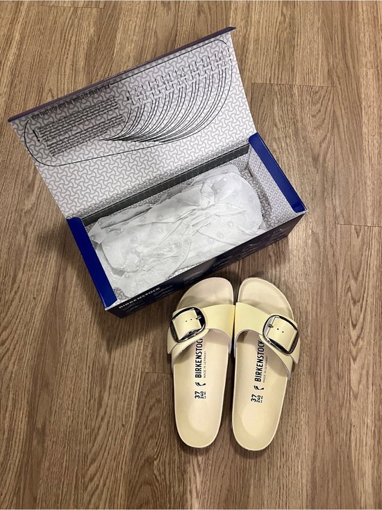 Birkenstock Shoes - Birkenstock Madrid Big Buckle Natural Leather Patent